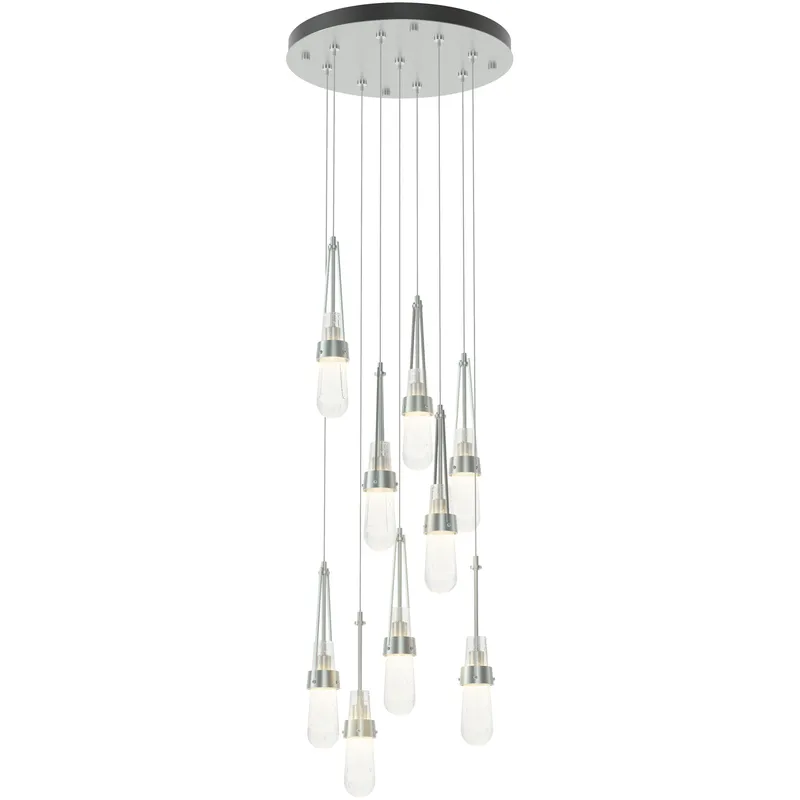 Link 9 Light 20.5 inch Vintage Platinum Pendant Ceiling Light in Clear Bubble, Standard