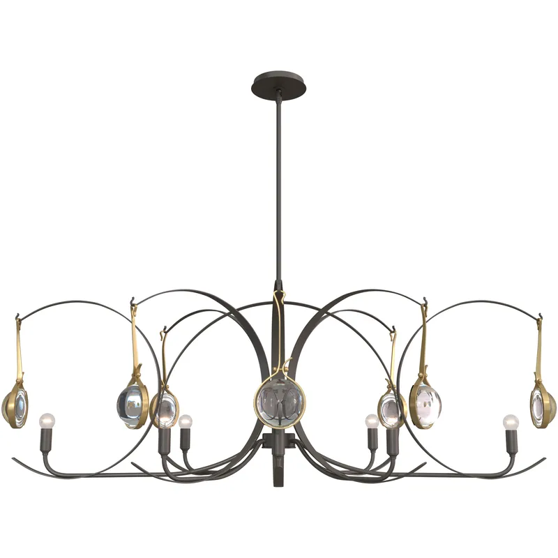 Optic 8 Light 50.6 inch Dark Smoke and Modern Brass Oval Pendant Ceiling Light in Dark Smoke/Modern Brass
