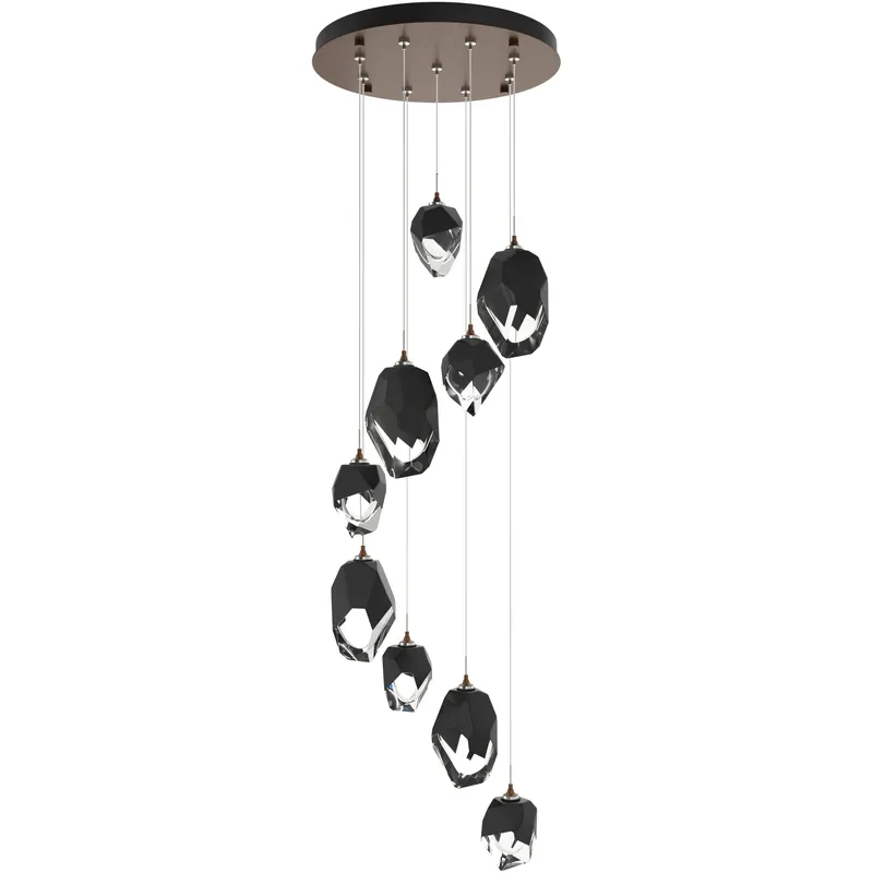 Chrysalis 9 Light 20.5 inch Bronze Pendant Ceiling Light in Black Crystal, Long