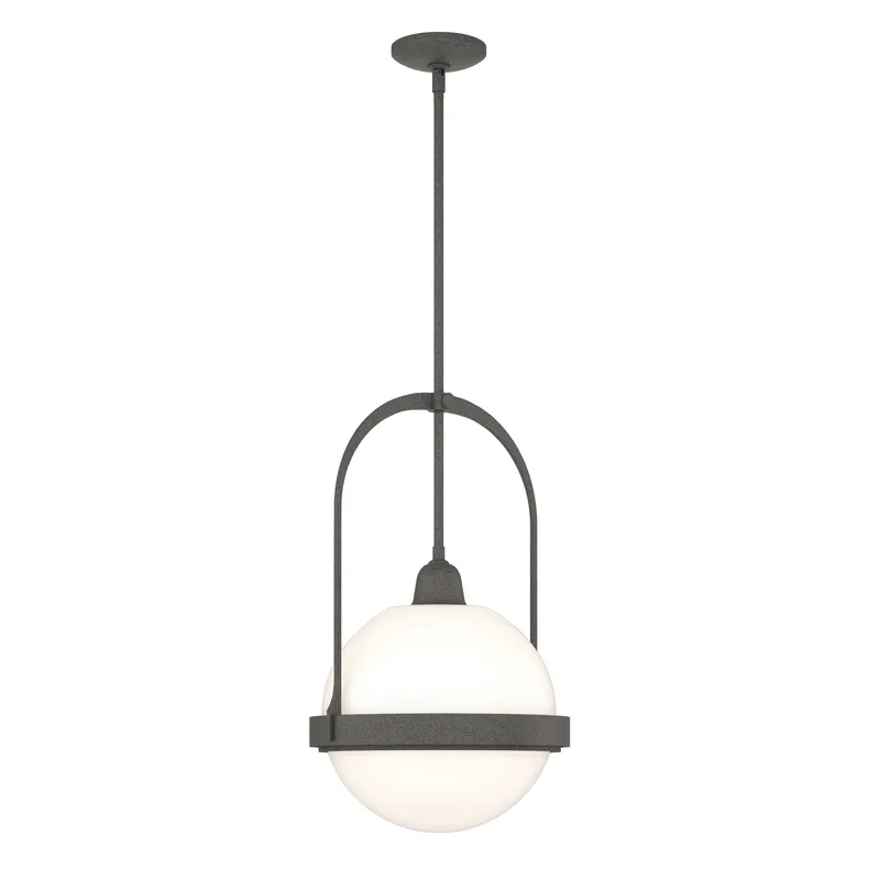 Atlas 1 Light 13.9 inch Natural Iron Pendant Ceiling Light in Opal