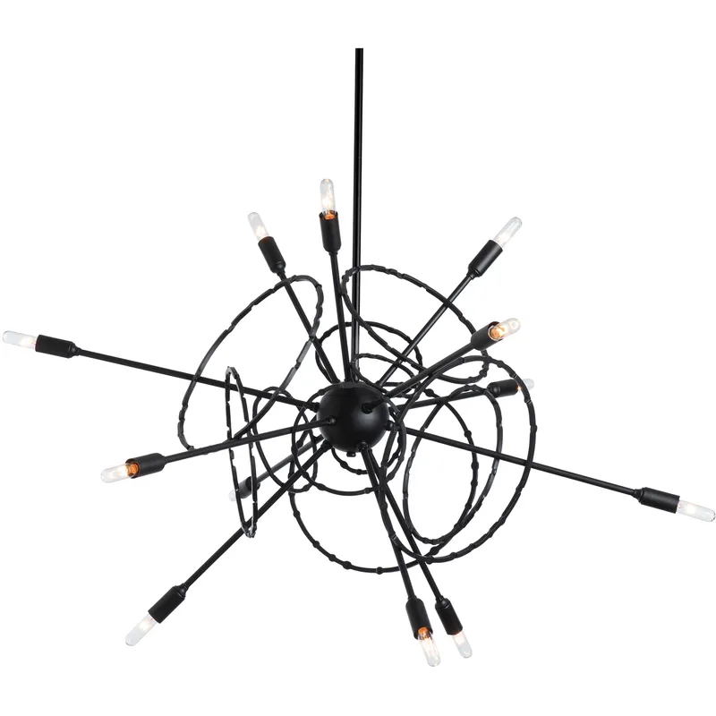 Olympus 12 Light 33.2 inch Black Pendant Ceiling Light
