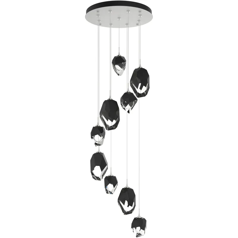 Chrysalis 9 Light 20.5 inch White Pendant Ceiling Light in Black Crystal, Long
