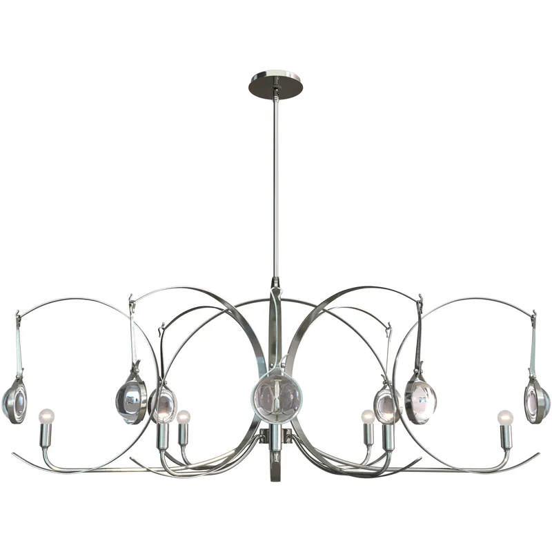 Optic 8 Light 50.6 inch Sterling and Sterling Oval Pendant Ceiling Light