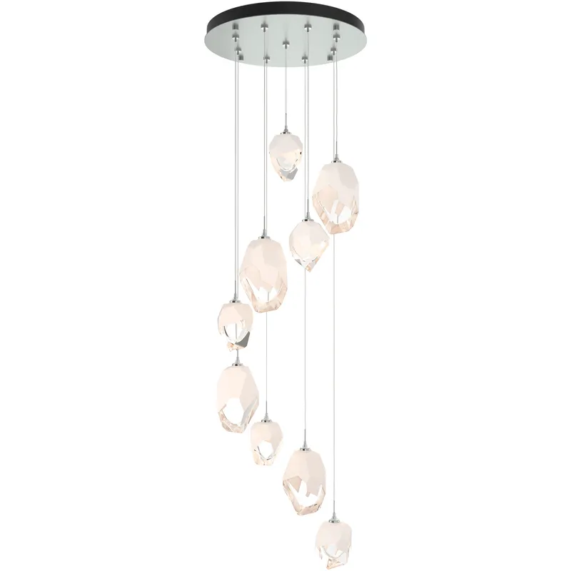 Chrysalis 9 Light 20.5 inch Vintage Platinum Pendant Ceiling Light in White Crystal, Long