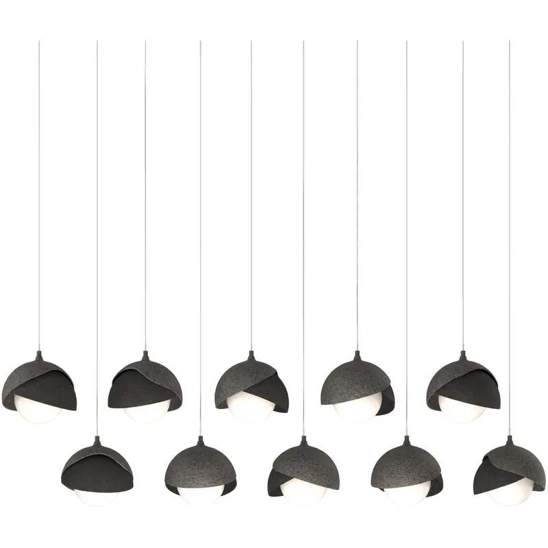 Brooklyn 10 Light 44.5 inch Natural Iron with Black Pendant Ceiling Light in Natural Iron/Black, Long