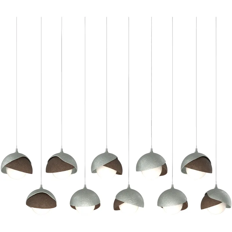 Brooklyn 10 Light 44.5 inch Vintage Platinum with Ink Pendant Ceiling Light in Vintage Platinum and Ink, Long
