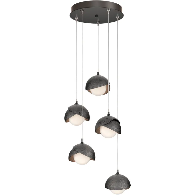 Brooklyn 5 Light 16 inch White with Clear Steel Pendant Ceiling Light, Standard