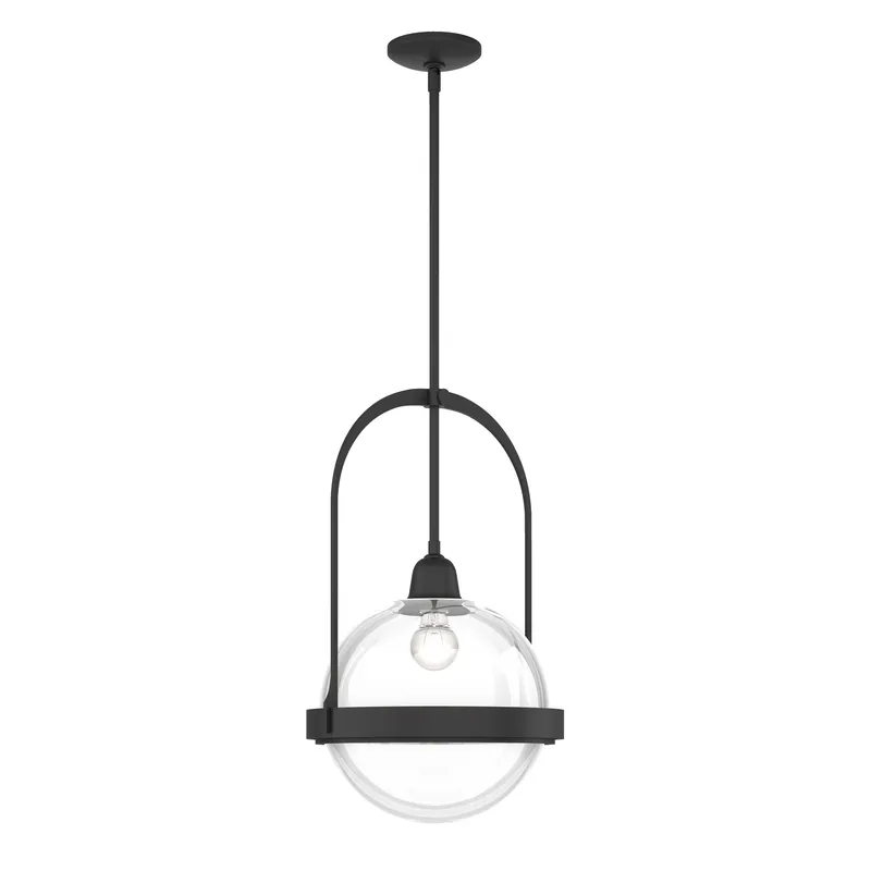 Atlas 1 Light 13.9 inch Black Pendant Ceiling Light in Clear