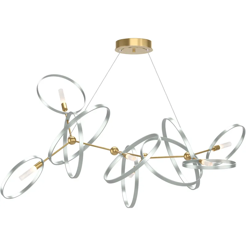 Celesse 6 Light 59.7 inch Modern Brass and Vintage Platinum Pendant Ceiling Light in Modern Brass/Vintage Platinum