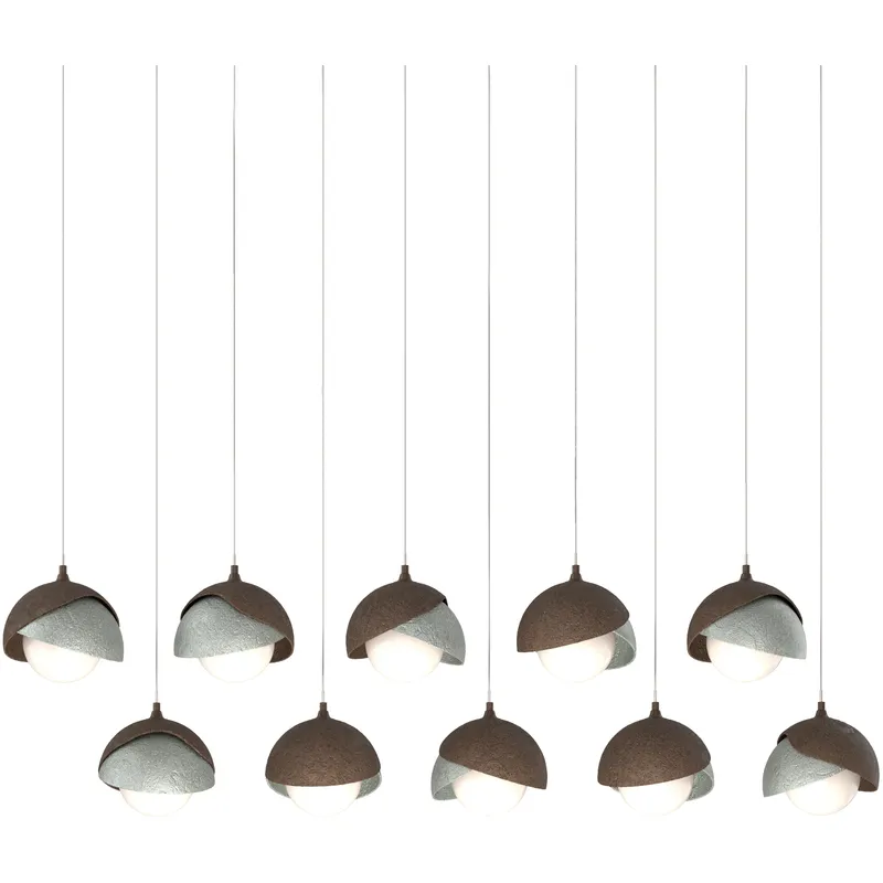 Brooklyn 10 Light 44.5 inch Bronze with Vintage Platinum Pendant Ceiling Light in Bronze/Vintage Platinum, Long
