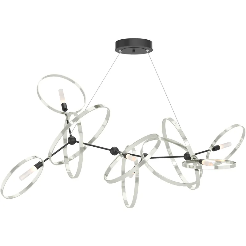 Celesse 6 Light 59.7 inch Black and Sterling Pendant Ceiling Light in Black/Sterling