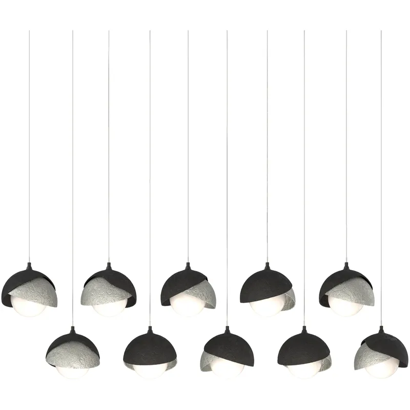 Brooklyn 10 Light 44.5 inch Black with Sterling Pendant Ceiling Light in Black/Sterling, Long