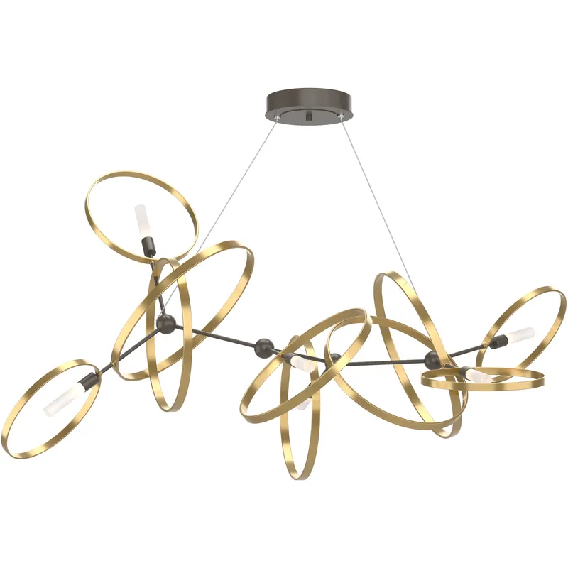 Celesse 6 Light 59.7 inch Dark Smoke and Modern Brass Pendant Ceiling Light in Dark Smoke/Modern Brass