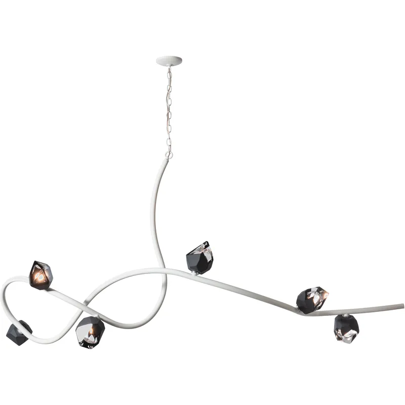 Glacier 6 Light 69.2 inch Natural Iron Pendant Ceiling Light in Black Crystal, XL