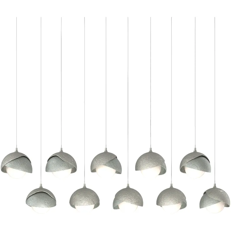 Brooklyn 10 Light 44.5 inch Sterling with Vintage Platinum Pendant Ceiling Light in Sterling/Vintage Platinum, Long