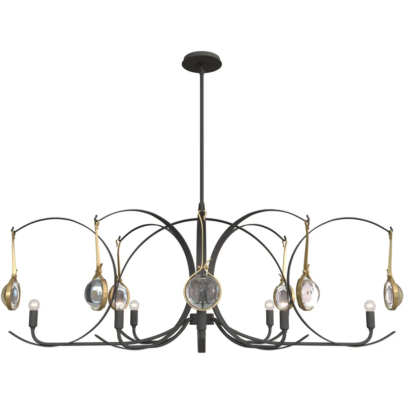 Optic 8 Light 50.6 inch Natural Iron and Modern Brass Oval Pendant Ceiling Light in Natural Iron/Modern Brass