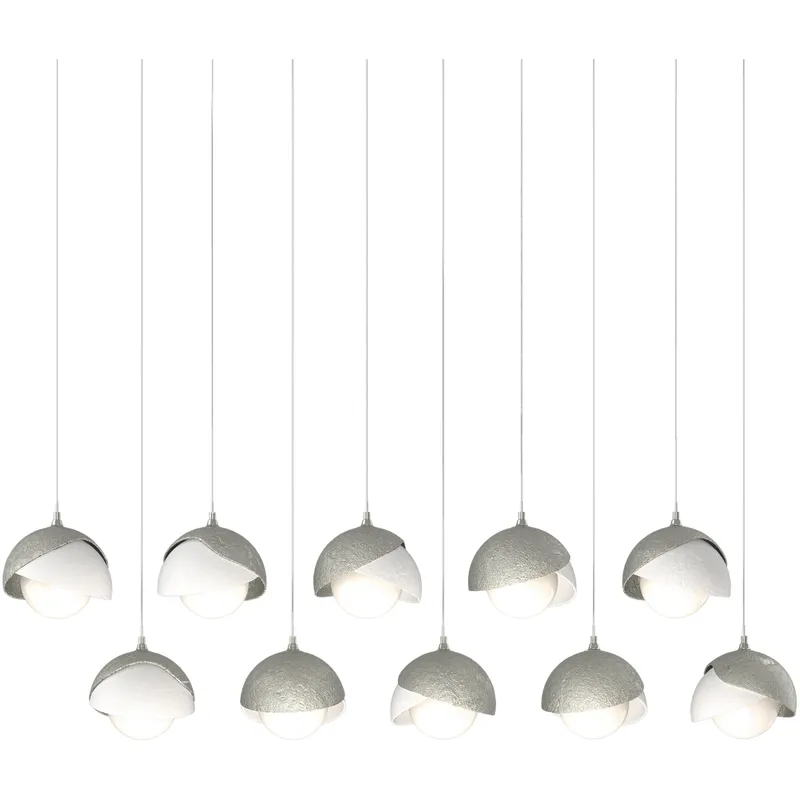 Brooklyn 10 Light 44.5 inch Sterling with White Pendant Ceiling Light in Sterling/White, Long