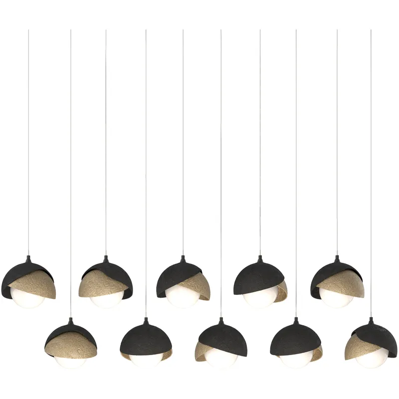 Brooklyn 10 Light 44.5 inch Black with Soft Gold Pendant Ceiling Light in Black/Soft Gold, Long