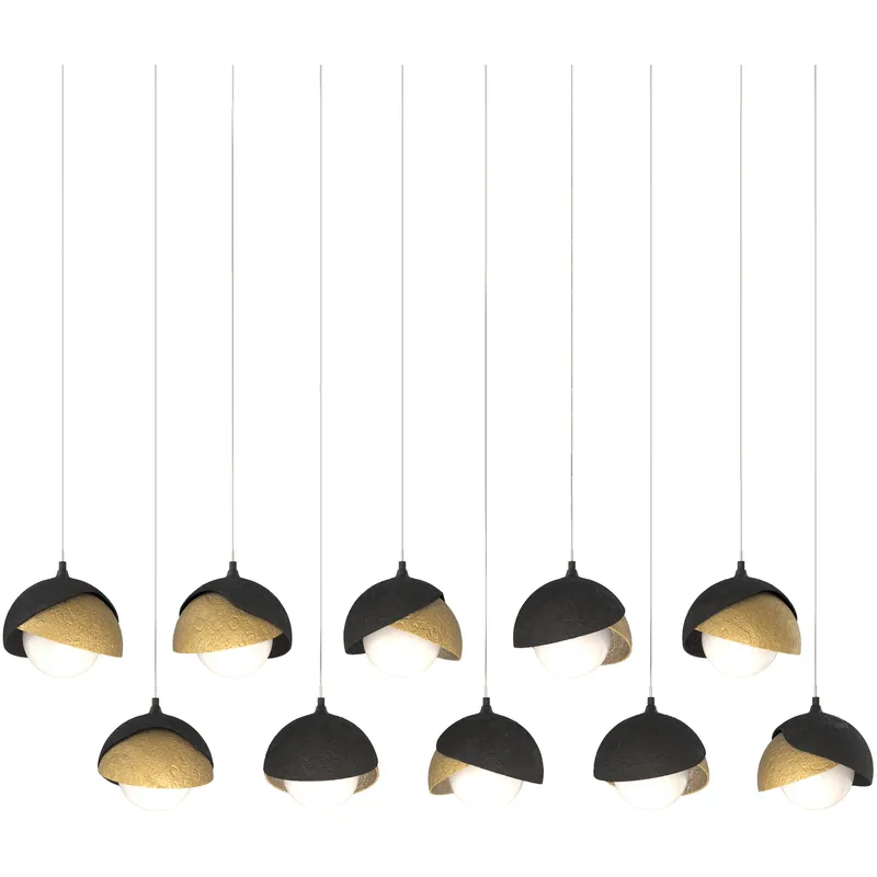 Brooklyn 10 Light 44.5 inch Black with Modern Brass Pendant Ceiling Light in Black/Modern Brass, Long