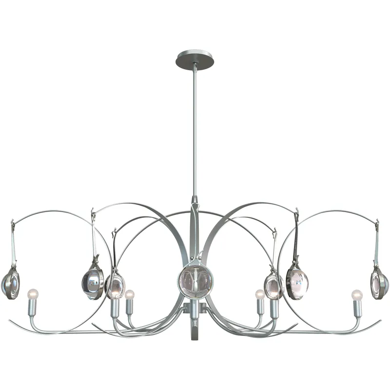 Optic 8 Light 50.6 inch Vintage Platinum and Sterling Oval Pendant Ceiling Light in Vintage Platinum/Sterling