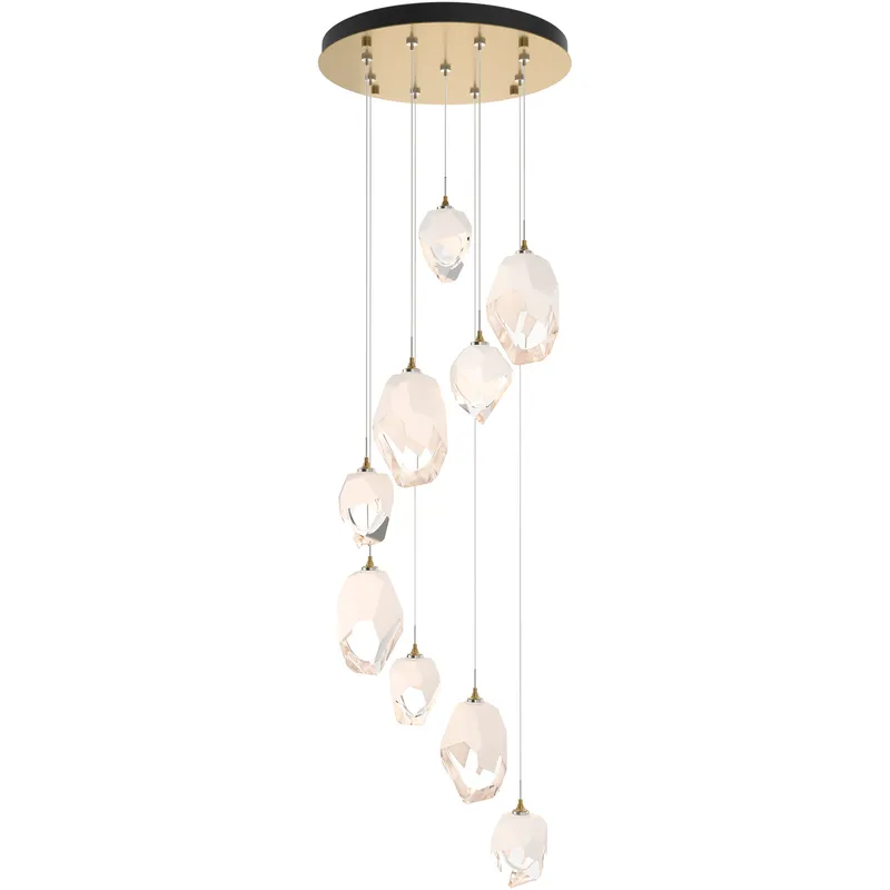 Chrysalis 9 Light 20.5 inch Modern Brass Pendant Ceiling Light in White Crystal, Long
