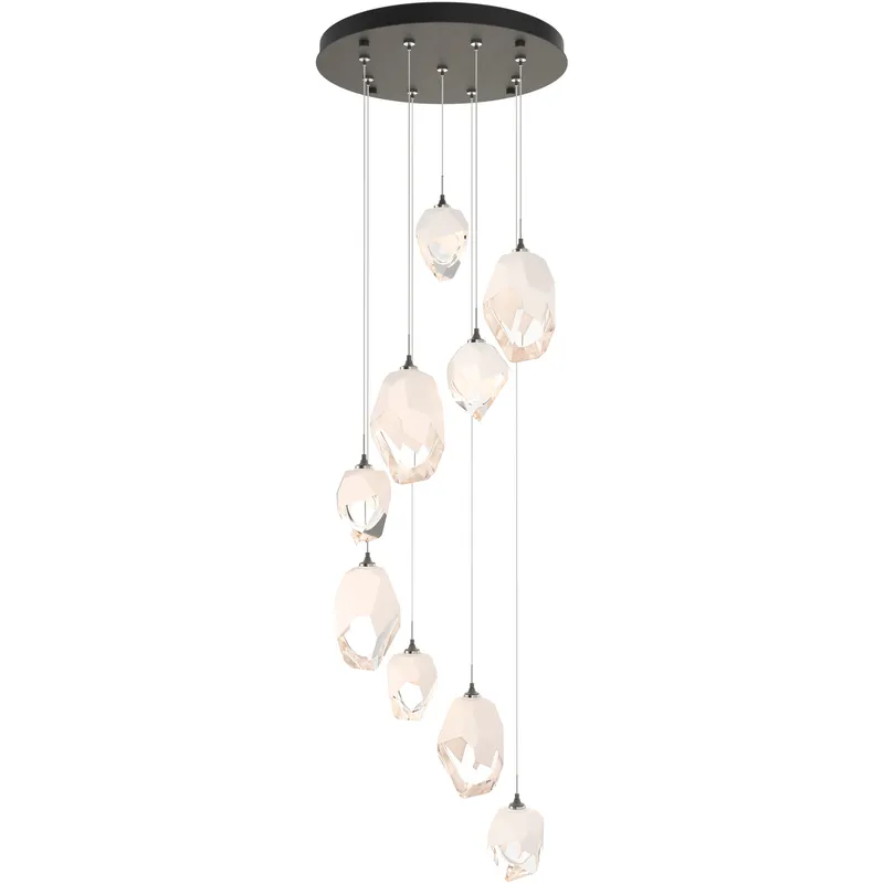 Chrysalis 9 Light 20.5 inch Natural Iron Pendant Ceiling Light in White Crystal, Long