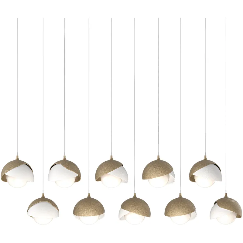 Brooklyn 10 Light 44.5 inch Soft Gold with White Pendant Ceiling Light in Soft Gold/White, Long