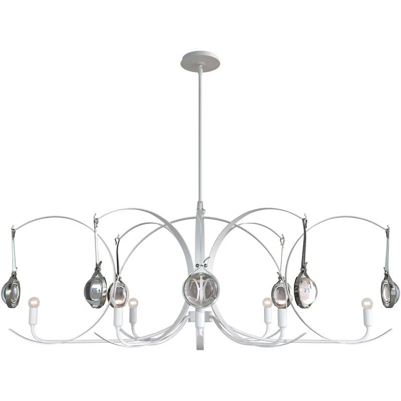 Optic 8 Light 50.6 inch White and Sterling Oval Pendant Ceiling Light