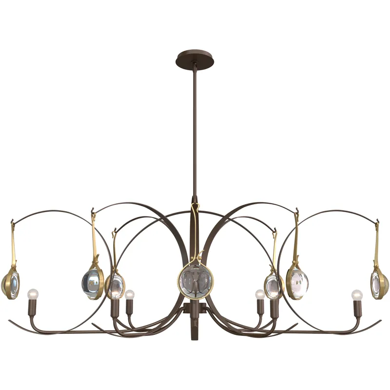 Optic 8 Light 50.6 inch Bronze and Modern Brass Oval Pendant Ceiling Light in Bronze/Modern Brass