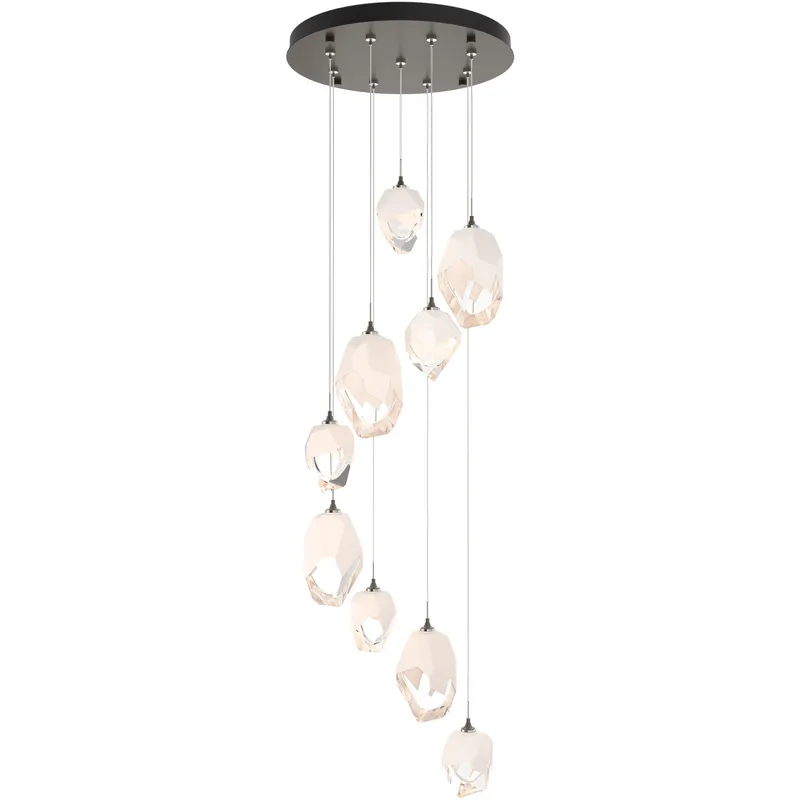 Chrysalis 9 Light 20.5 inch Dark Smoke Pendant Ceiling Light in White Crystal, Long