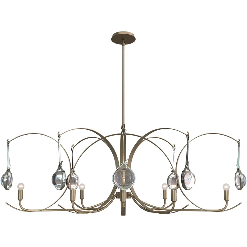 Optic 8 Light 50.6 inch Soft Gold and Sterling Oval Pendant Ceiling Light in Soft Gold/Sterling