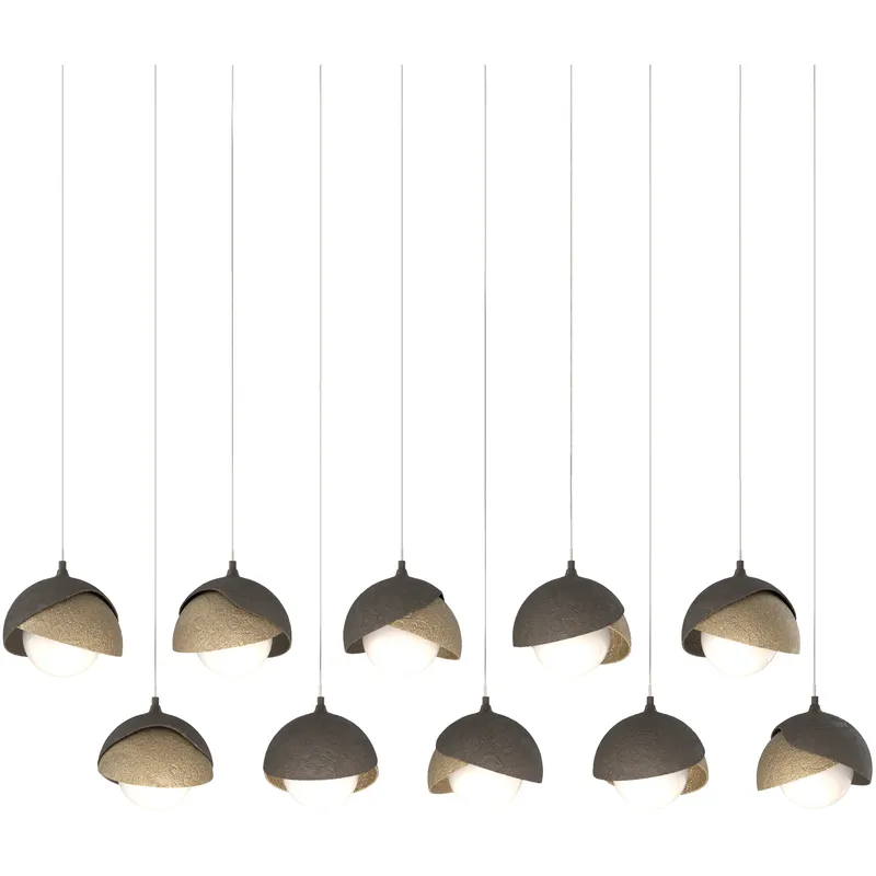 Brooklyn 10 Light 44.5 inch Dark Smoke with Soft Gold Pendant Ceiling Light in Dark Smoke/Soft Gold, Long