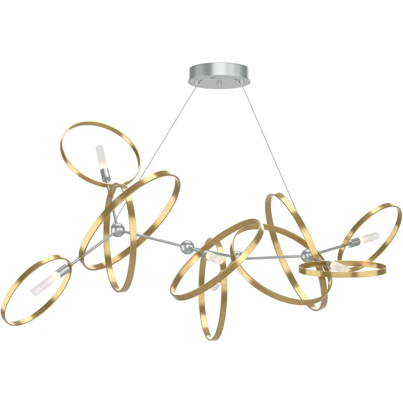 Celesse 6 Light 59.7 inch Vintage Platinum and Modern Brass Pendant Ceiling Light in Vintage Platinum/Modern Brass