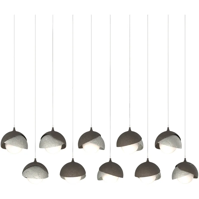 Brooklyn 10 Light 44.5 inch Dark Smoke with Sterling Pendant Ceiling Light in Dark Smoke/Sterling, Long