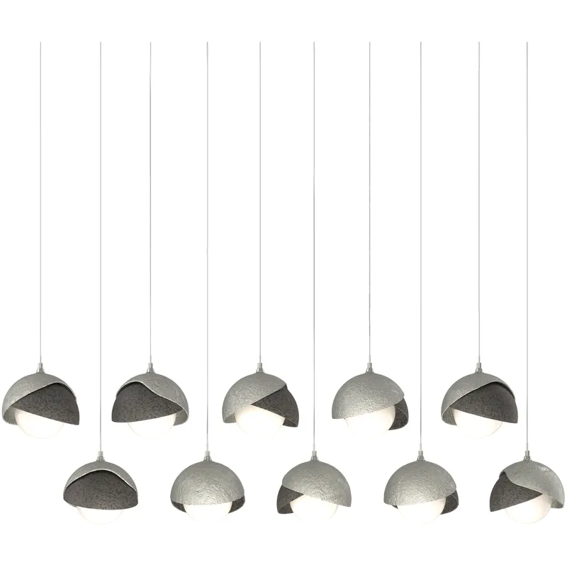 Brooklyn 10 Light 44.5 inch Sterling with Natural Iron Pendant Ceiling Light in Sterling/Natural Iron, Long