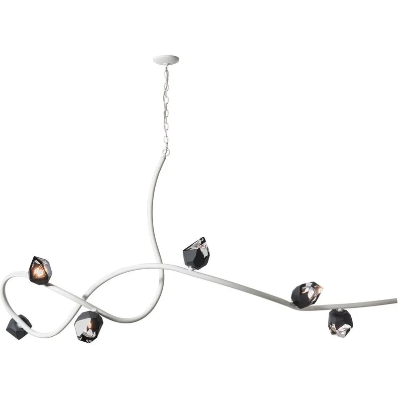 Glacier 6 Light 69.2 inch White Pendant Ceiling Light in Black Crystal, XL