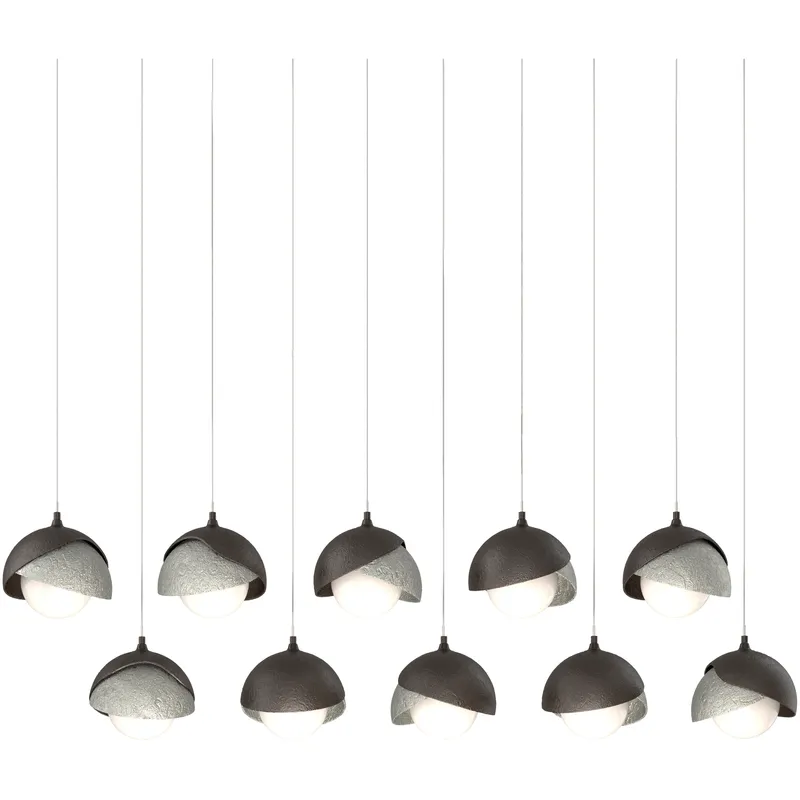 Brooklyn 10 Light 44.5 inch Oil Rubbed Bronze with Sterling Pendant Ceiling Light in Oil Rubbed Bronze/Sterling, Long