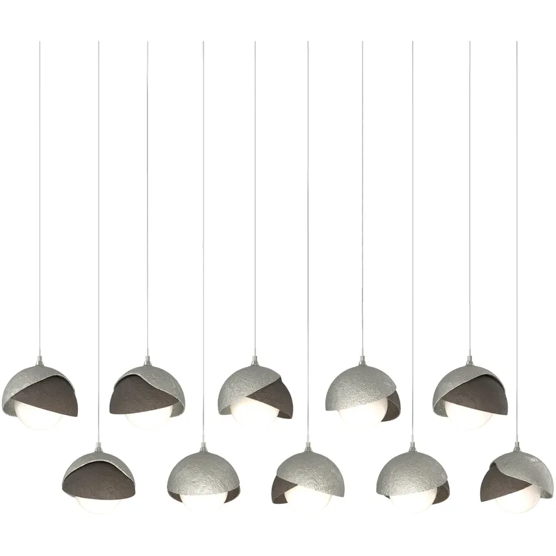 Brooklyn 10 Light 44.5 inch Sterling with Dark Smoke Pendant Ceiling Light in Sterling/Dark Smoke, Long