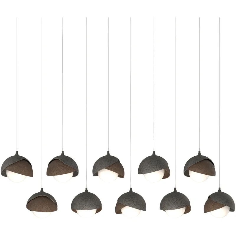 Brooklyn 10 Light 44.5 inch Natural Iron with Bronze Pendant Ceiling Light in Natural Iron/Bronze, Long