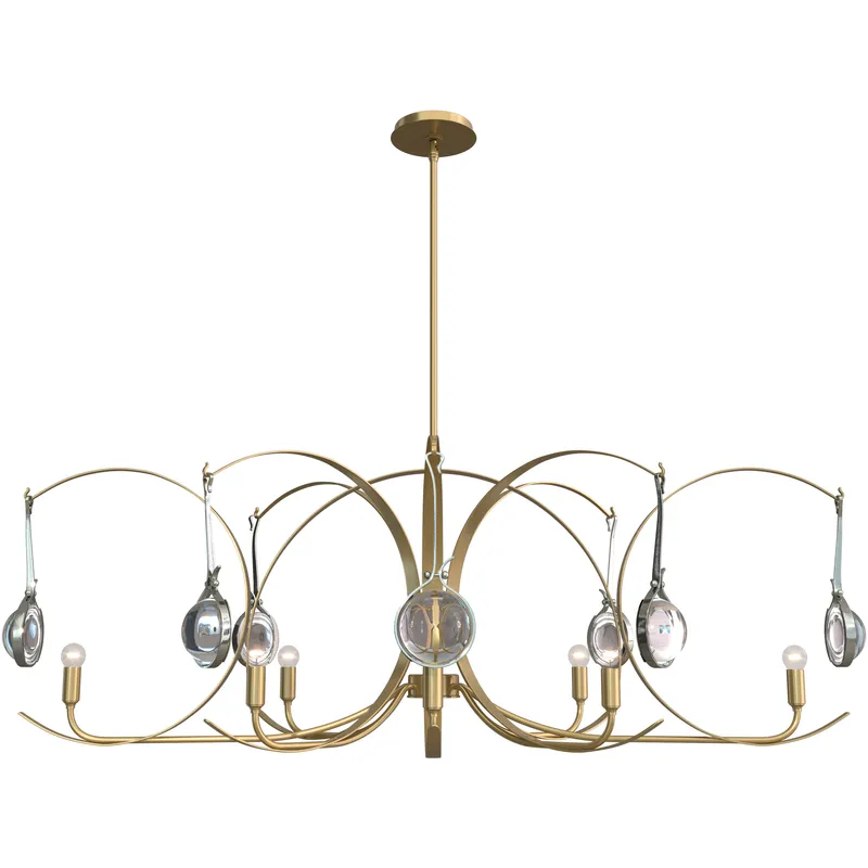 Optic 8 Light 50.6 inch Modern Brass and Sterling Oval Pendant Ceiling Light in Modern Brass/Sterling