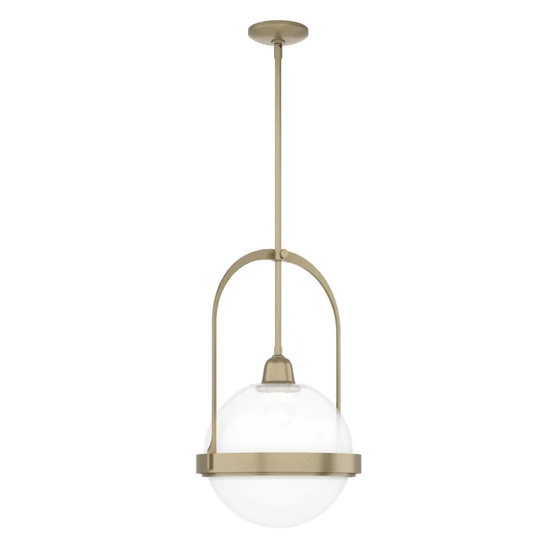 Atlas 1 Light 13.9 inch Soft Gold Pendant Ceiling Light in Opaline