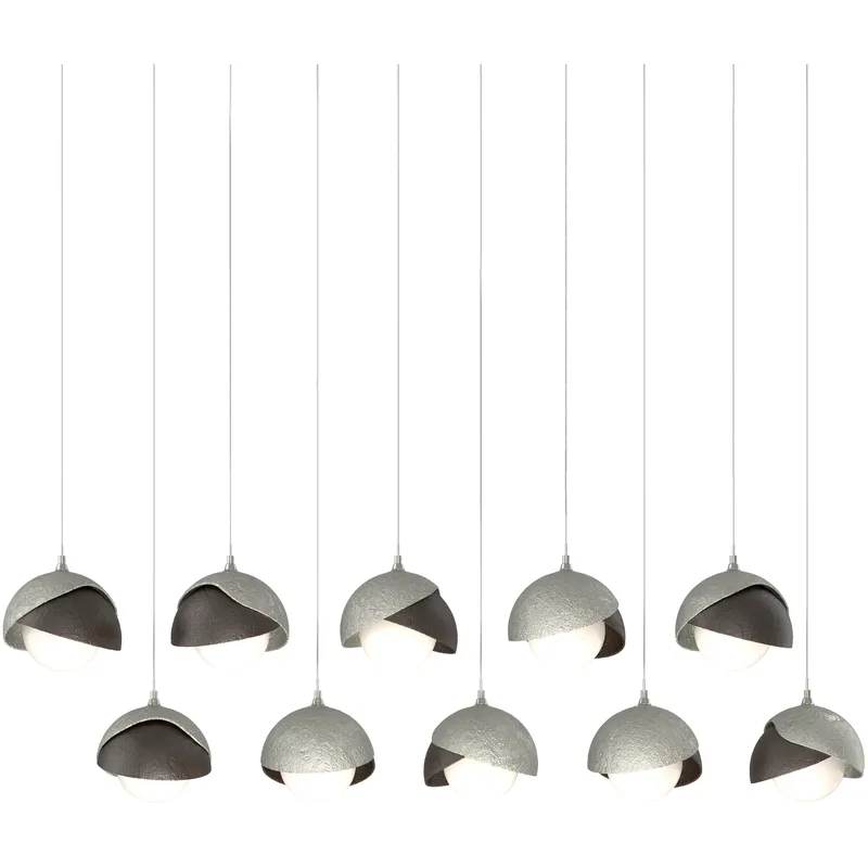 Brooklyn 10 Light 44.5 inch Sterling with Oil Rubbed Bronze Pendant Ceiling Light in Sterling/Oil Rubbed Bronze, Long