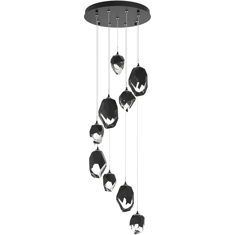 Chrysalis 9 Light 20.5 inch Black Pendant Ceiling Light in Black Crystal, Long