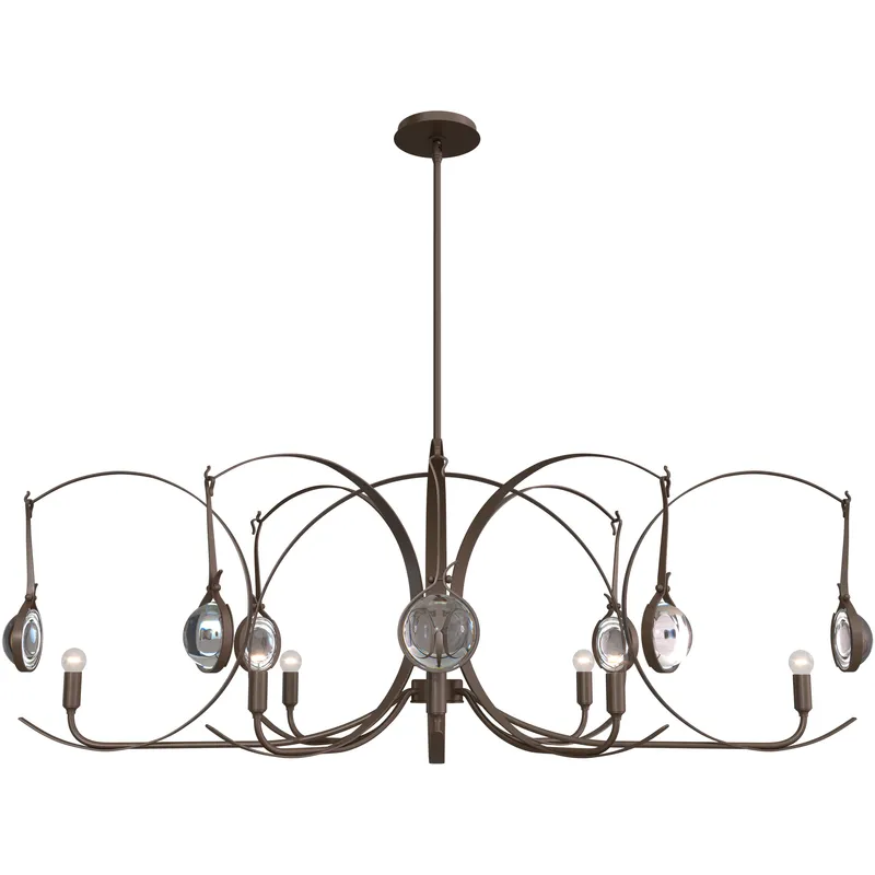 Optic 8 Light 50.6 inch Bronze and Bronze Oval Pendant Ceiling Light