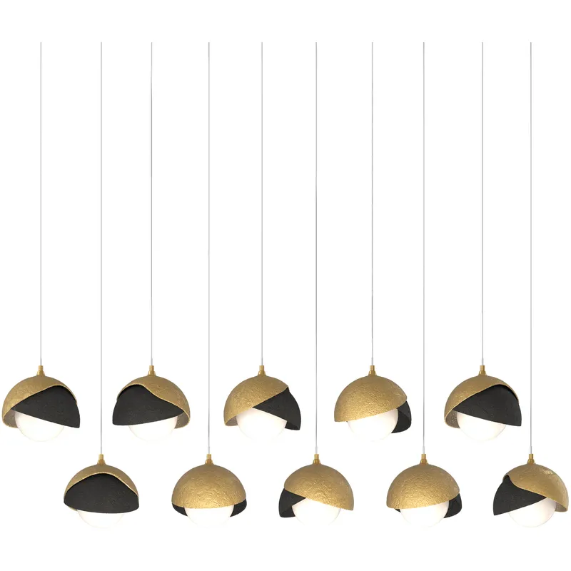 Brooklyn 10 Light 44.5 inch Modern Brass with Black Pendant Ceiling Light in Modern Brass/Black, Long