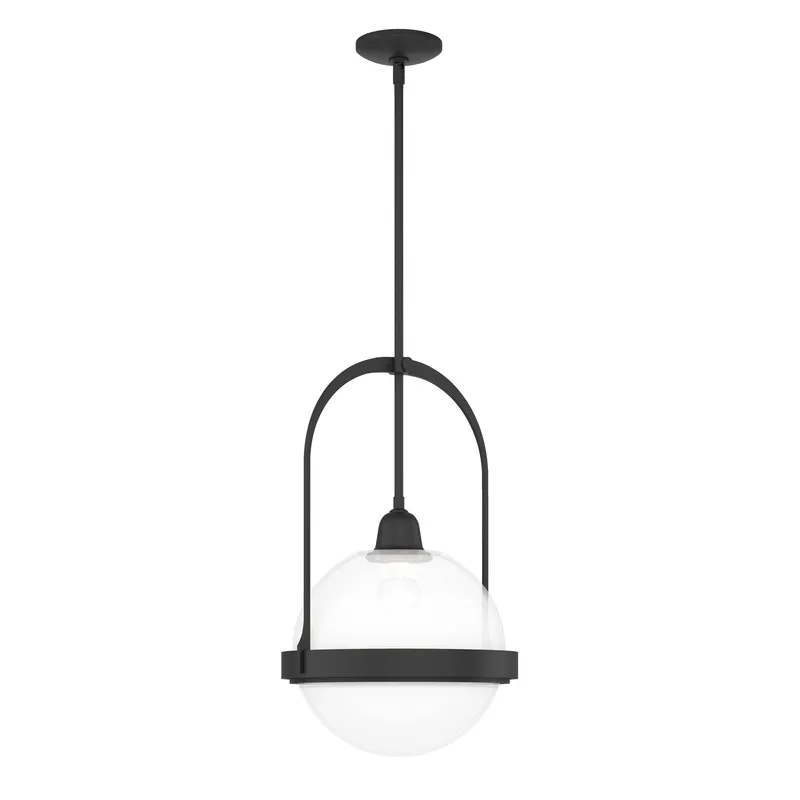 Atlas 1 Light 13.9 inch Black Pendant Ceiling Light in Opaline