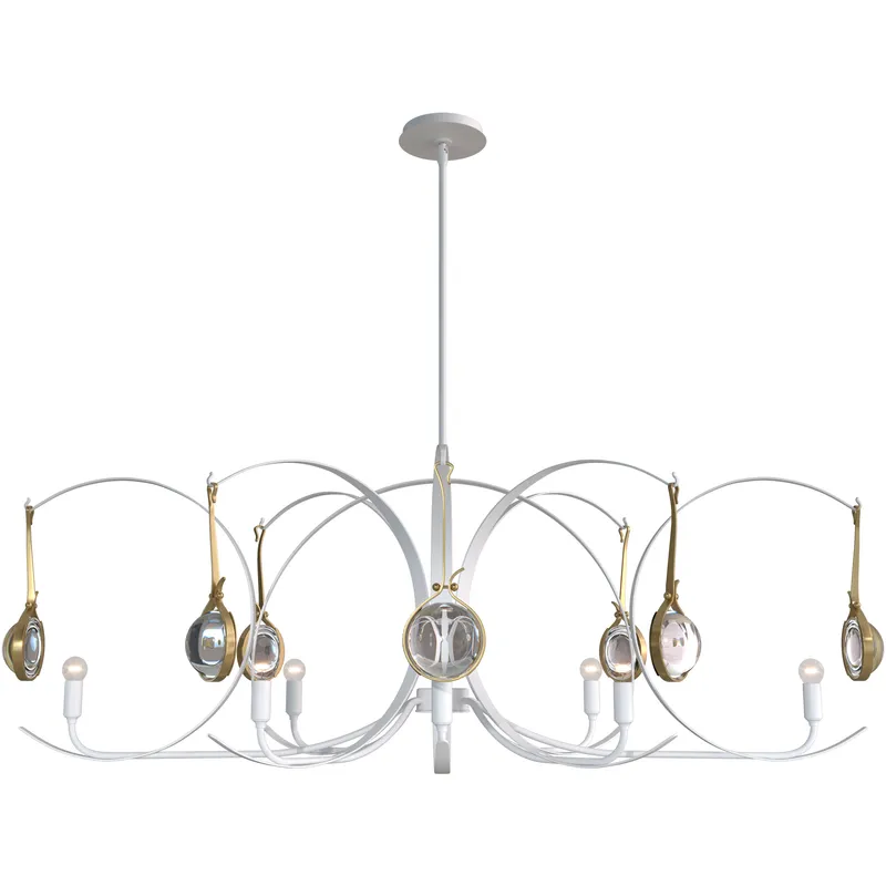 Optic 8 Light 50.6 inch White and Modern Brass Oval Pendant Ceiling Light