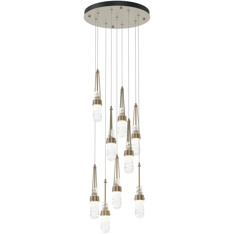 Link 9 Light 20.5 inch Soft Gold Pendant Ceiling Light in Clear with White Threading, Standard