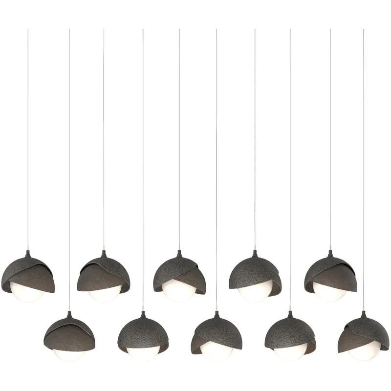 Brooklyn 10 Light 44.5 inch Natural Iron with Dark Smoke Pendant Ceiling Light in Natural Iron/Dark Smoke, Long