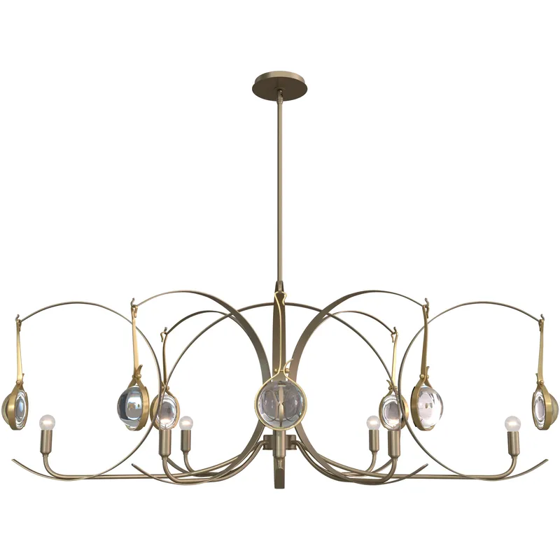 Optic 8 Light 50.6 inch Soft Gold and Modern Brass Oval Pendant Ceiling Light in Soft Gold/Modern Brass